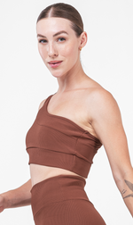 Sport Bra Aesthetic One Shoulder Brown