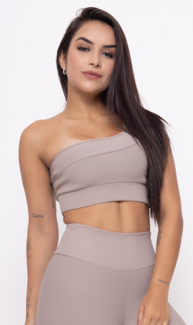 Sport Bra Aesthetic One Shoulder Sand