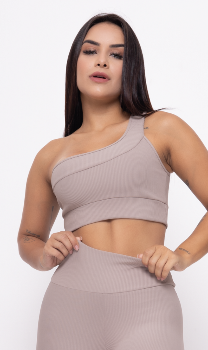 Sport Bra Aesthetic One Shoulder Sand