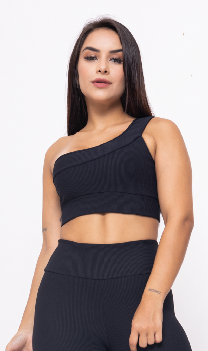 Sport Bra Aesthetic One Shoulder Black